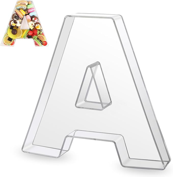 10" A Clear Acrylic Letter Charcuterie Board Box, Reusable Fillable Decorative by Esmorah