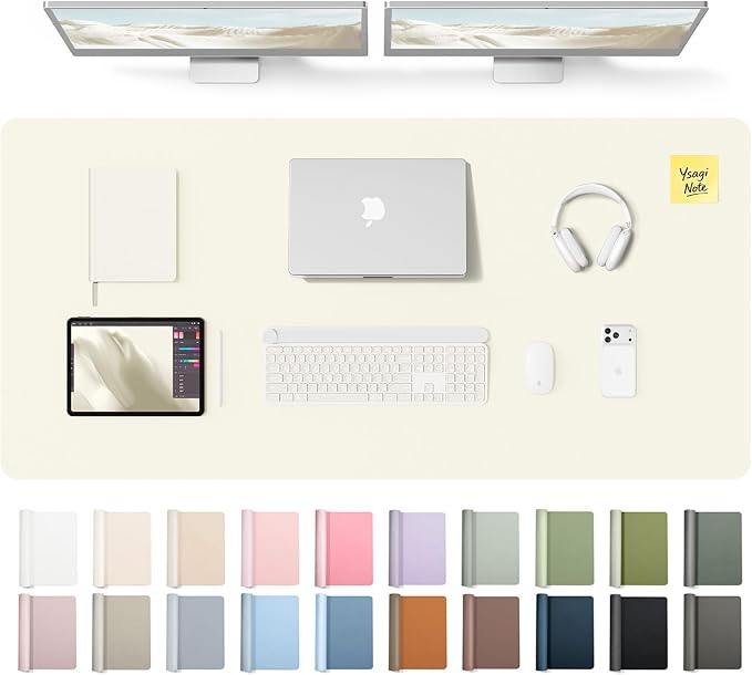 YSAGi Leather Desk Pad Protector, Office Desk Mat, Large Mouse Pad, Non-Slip PU by YSAGi
