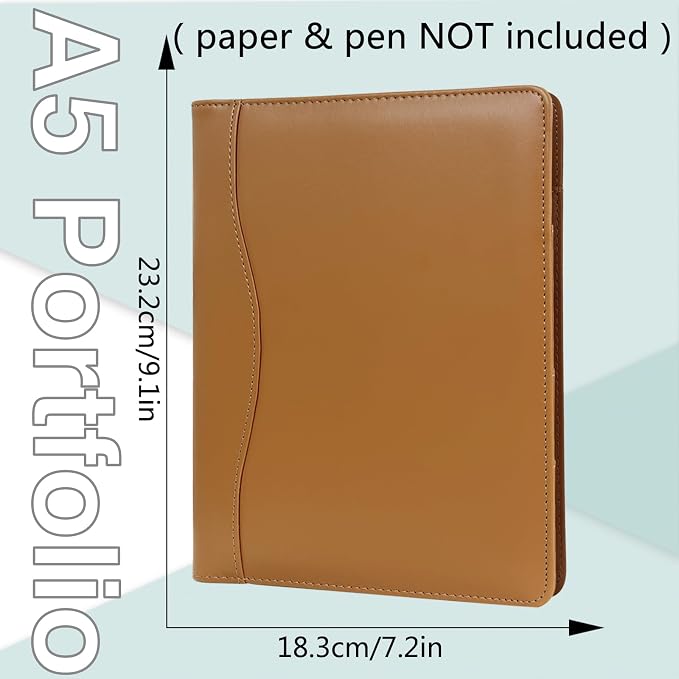 Leather Portfolio Binder 5 x 8, Mini Soft Leather Padfolio A5 Business Binder - Image 3