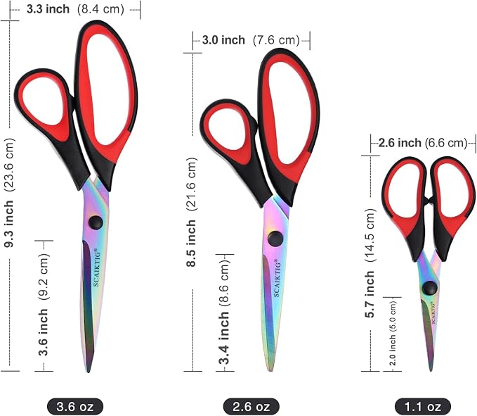 Craft Scissors Set of 3 Pack, All Purpose Sharp Titanium Blades Shears - Image 5