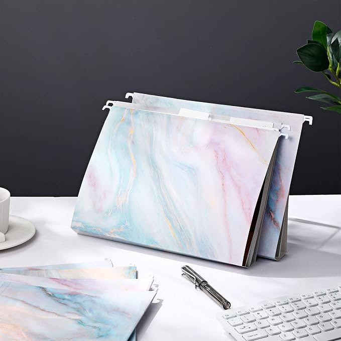 Estune 32 Pcs Marble Decorative Hanging File Folders Letter Size Cabinet File - Image 5
