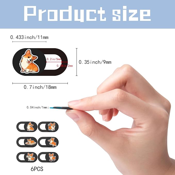 6Pcs 6 Styles Cute Camera Cover Slide Corgi Camera Cover Dogs Design Privacy - Image 2