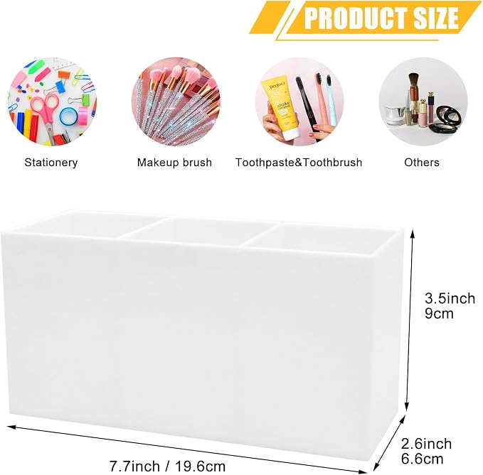 Cerpourt White Makeup Brush Organizer, Acrylic Cosmetic Brushes Storage Holder - Image 5