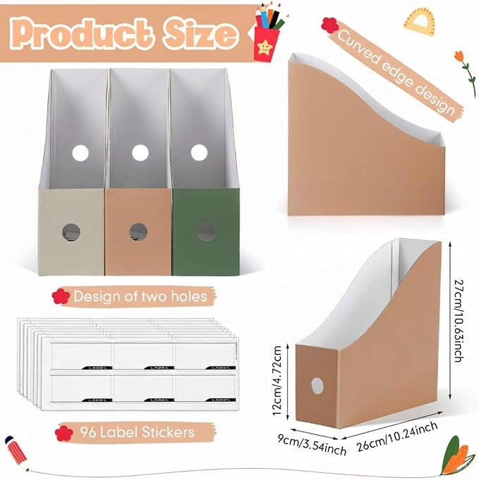 Colarr 48 Pcs Cardboard Magazine Holders 12 Colors Magazine Storage Box - Image 2