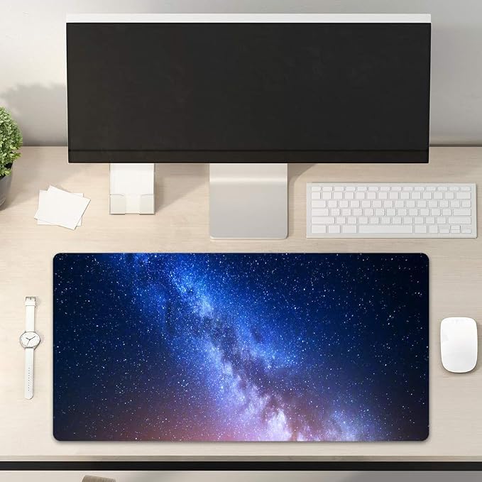 QIYI Desk Pad, Galaxy PU Leather Desk Blotter Protector, Waterproof Computer - Image 2