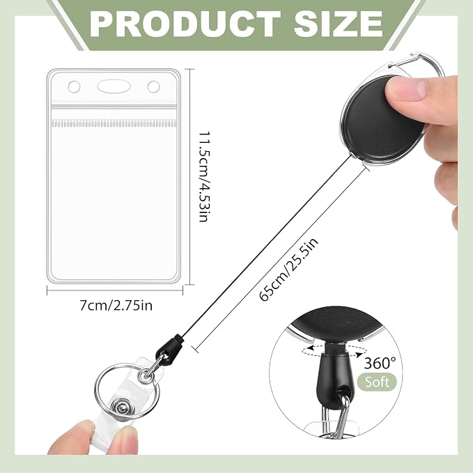 5 Pack ID Badge Holder with Badge Reels Retractable Clip Heavy Duty Vertical - Image 2