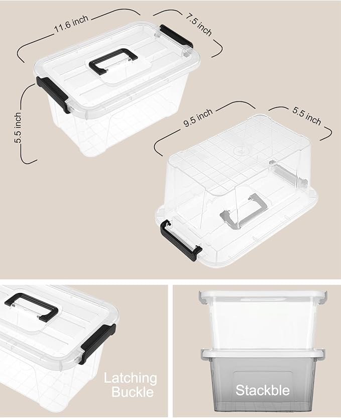 NUMIFUN 7Qt Clear Plastic Storage Bins - Image 3