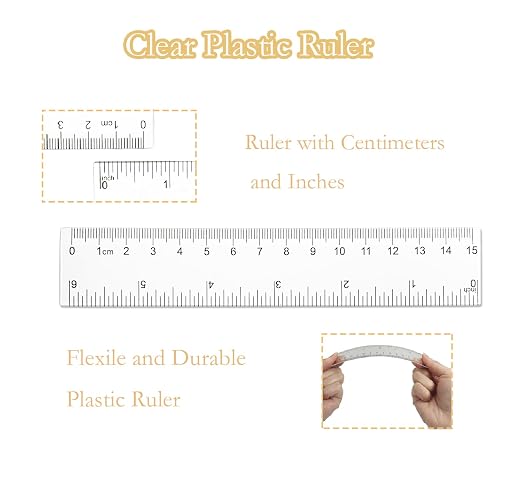 2 Pack 6 inch Clear Plastic Ruler, 15 cm Straight Rulers, Transparent Measuring - Image 2