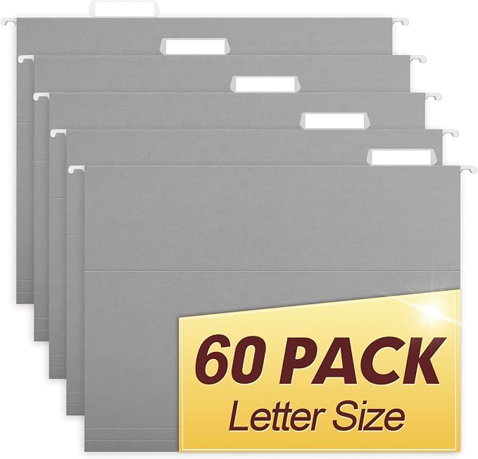 HERKKA Hanging File Folders, 60 Pack Reinforced Letter Size Hanging Folders by HERKKA