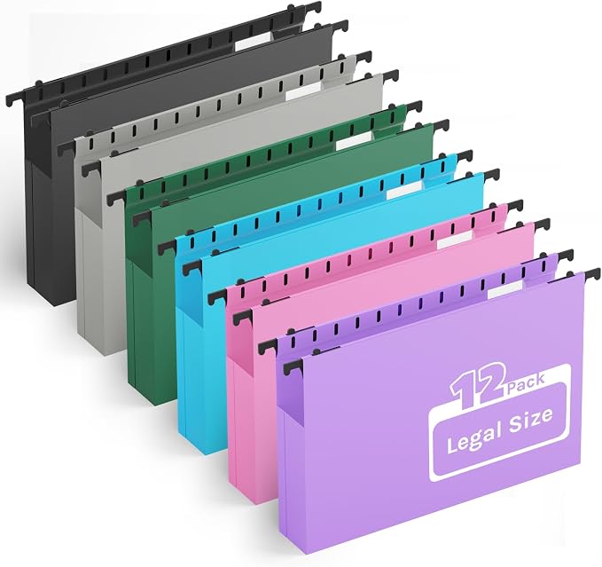 Ansook Plastic Extra Capacity Legal Hanging File Folders, Heavy Duty 2" by Ansook