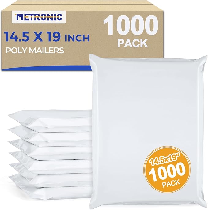 Metronic Poly Mailers 14x19 1000 Pack, Heavy Duty Shipping Bags Bulk Self Seal by METRONIC