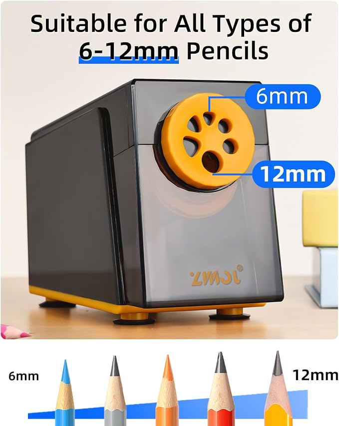 ZMOL Heavy Duty Electric Pencil Sharpener, 6-Hole Classroom Pencil Sharpener - Image 2