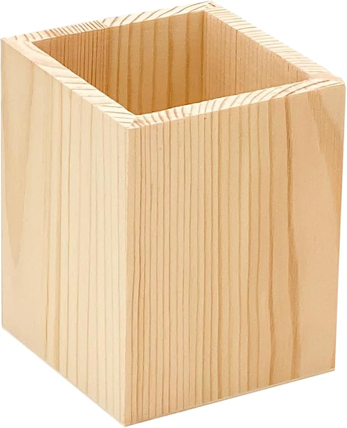 Cregugua 12 Pack Wood Pen hlolder Unfinished Wooden Pencil Holder - Image 2