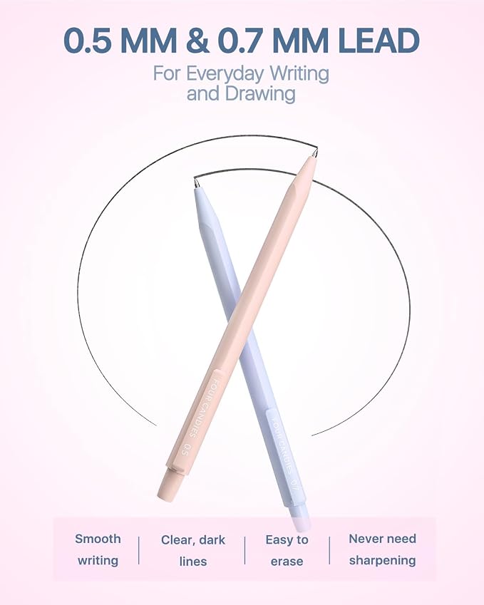 Four Candies Cute Mechanical Pencil Set, 0.5mm & 0.7mm Point, 12-Count Pack | - Image 7