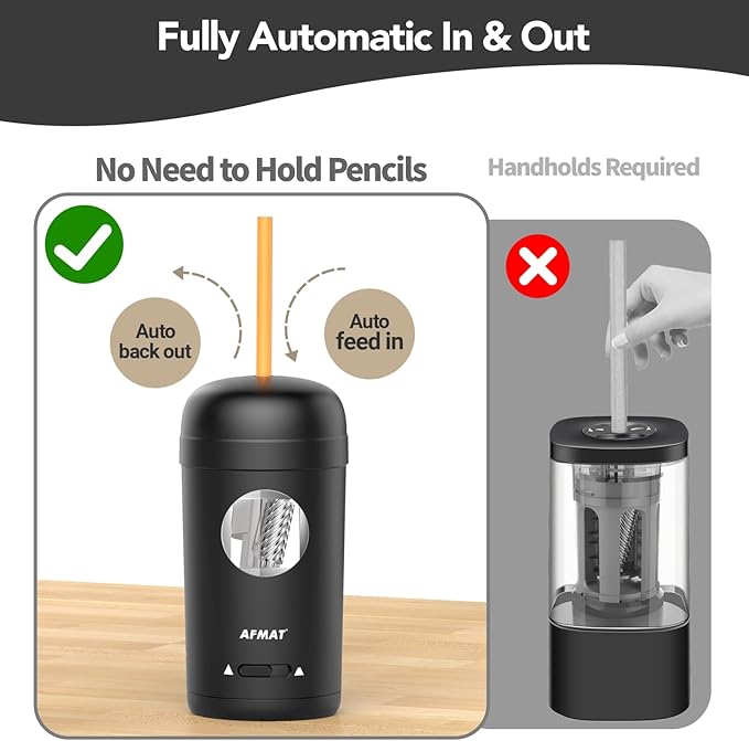 AFMAT Electric Pencil Sharpener, Fully Automatic Pencil Sharpener - Image 2