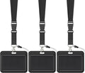 Uniclife 3 Pack Sliding Badge Holder Hard Black Horizontal Plastic Card Case by UnicLife
