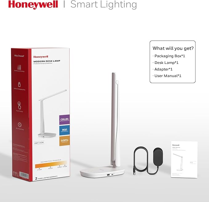 Honeywell HWT-H2 LED Desk Lamp for Home Office, CRI94 Full Spectrum Eye-Caring - Image 7