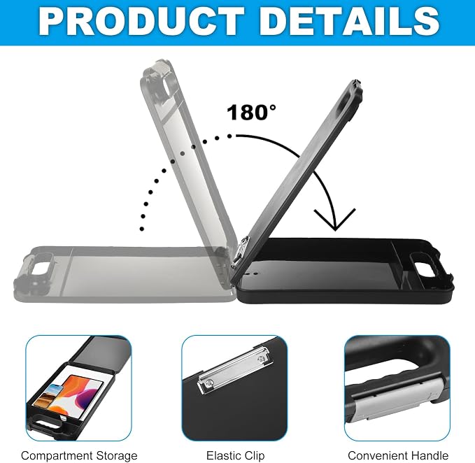 4 Pack Clipboard with Storage, Large Nursing Clipboard with Low Profile Clip - Image 5