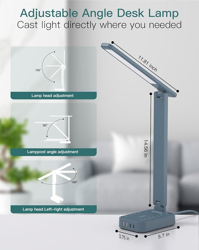 Addtam LED Desk Lamp, Power Strip - Image 4