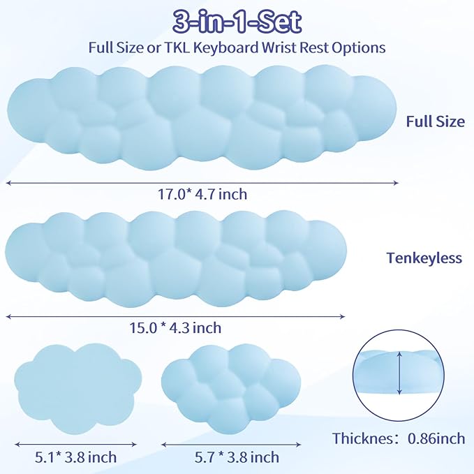 Sushret Cloud Wrist Rest Keyboard, Cloud Keyboard Wrist Pad Set - Image 7