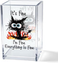 It's Fine I'm Fine Acrylic Cosmetic Pencil Pen Holder Cup, Funny Black Cat Pen by Unknown