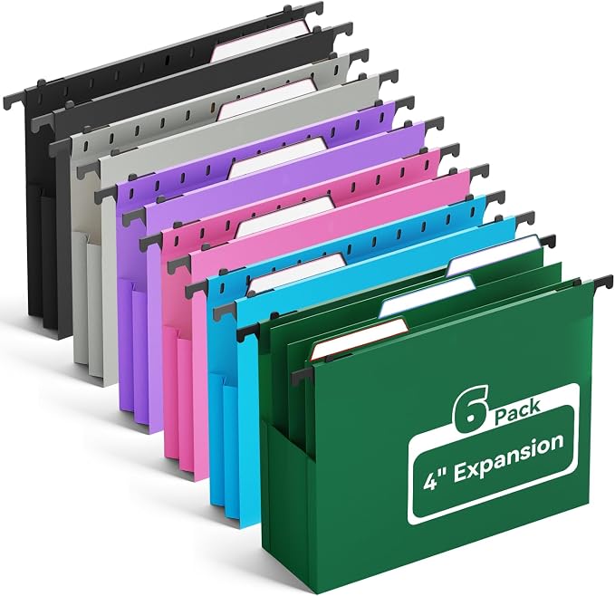 Ansook Plastic Hanging File Folders Letter Size, Expandable 4 Inch File Folders by Ansook