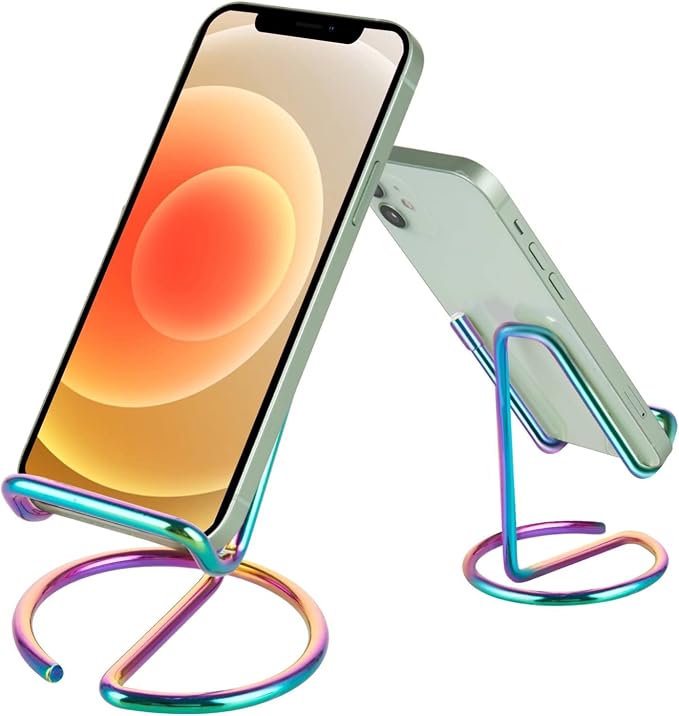 ROPOSY Cell Phone Stand for Desk, Cute Metal Rainbow Cell Phone Stand Holder by ROPOSY