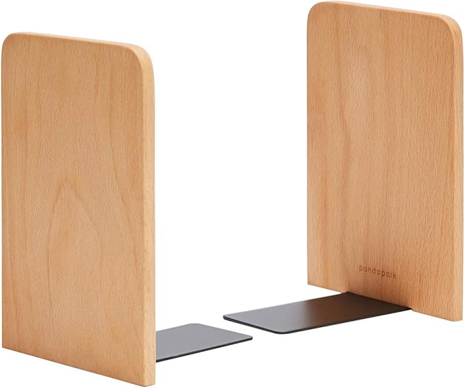 Pandapark Wood Bookends, Non-Skid Bookend by Pandapark