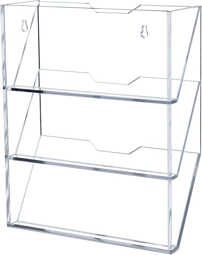 MyGift 3 Tier 10 Inch Clear Acrylic Mail Sorter, Wall Mounted Letter Holder - Image 7