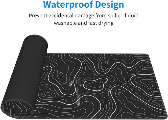Topographic Contour Extended Big Mouse Pad Large, Gaming Mouse Pad Desk Pad - Image 3