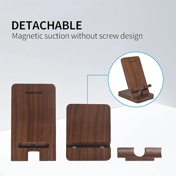 Wood Phone Stand, Desktop Wooden Phone Holder, Portable Office Phone Stand - Image 4
