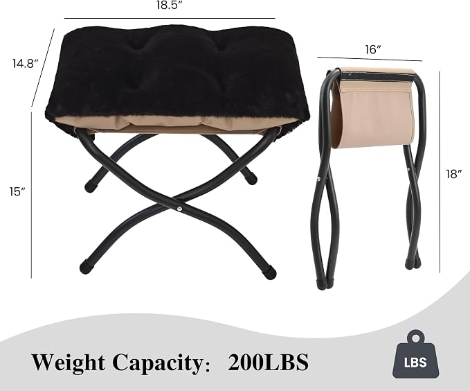 15" Folding Ottoman, Foldable Footrest Stool, Portable Small Foot Stool - Image 3