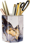 Ceramic Pen Holder for Desk Cute, Pencil Cup Pot Desk Organizer, Makeup Brush by WAVEYU