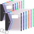 Clear Plastic Document Envelopes, 12 Pack, 6 Colors, Button Closure, by Unknown