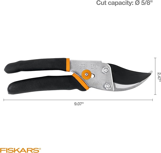 Fiskars Bypass Pruning Shears, 5/8" Cut Capacity Gardening Scissors, - Image 7