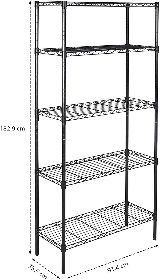 Amazon Basics 5-Shelf Adjustable Heavy Duty Steel Wire Storage Shelves - Image 3