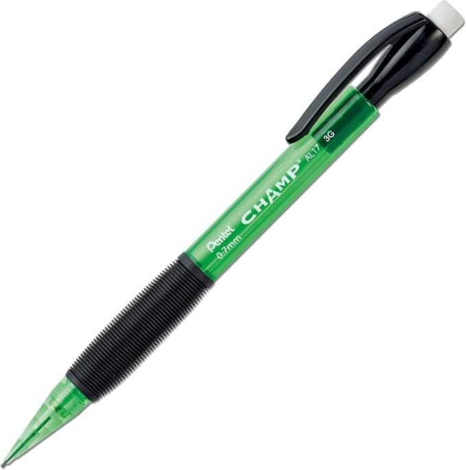Pentel CHAMP Mechanical Pencil Mechanical Pencil, Tinted Green Barrel, Box of 12 - Image 2
