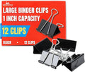 1InTheOffice Large Binder Clips, Paper Clamps, Paper Binder Clips, 12 Pack by 1InTheOffice