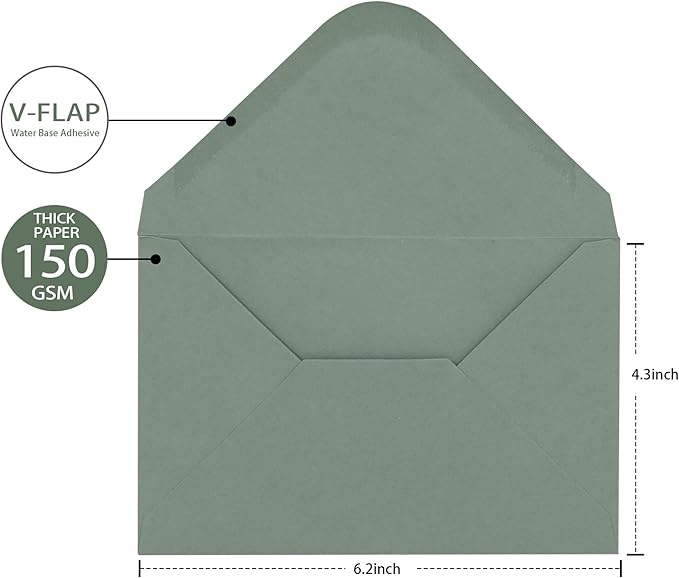 Sage Green Envelopes 4 x 6 Inch, 50 Pack, A4 Size Blank 4 1/4” X 6 1/4” - Image 3