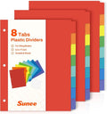 SUNEE 8 Tab Binder Dividers, Plastic Dividers by SUNEE