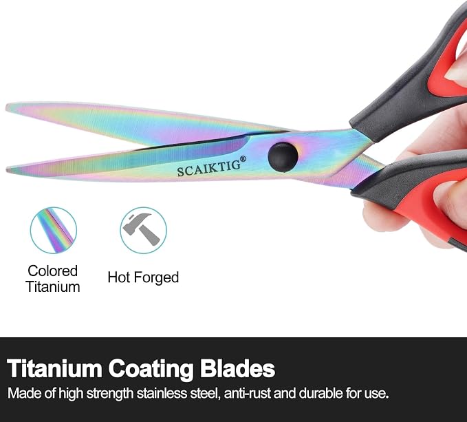Craft Scissors Set of 3 Pack, All Purpose Sharp Titanium Blades Shears - Image 4