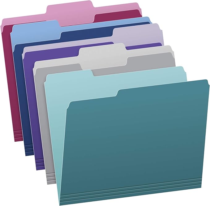 Pendaflex Two Tone Color File Folders, Letter Size, 1/3-Cut Tabs, 5 Color by TOPSProducts