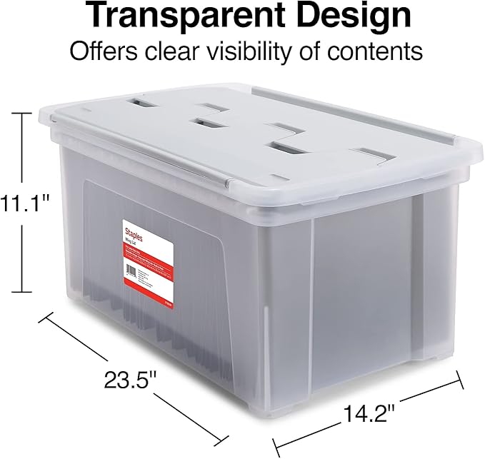 STAPLES Hanging File Folder Box, Storage Bin Organizer, Wing Lid, Letter Size - Image 5
