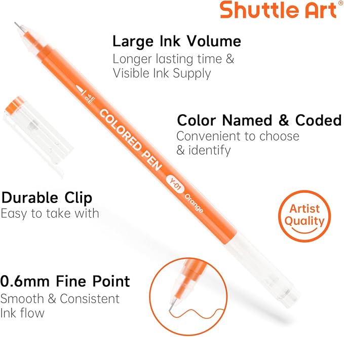 Shuttle Art 30 Colors Cute Journal Pens 0.6mm Fine Point Colored Gel Pens - Image 4