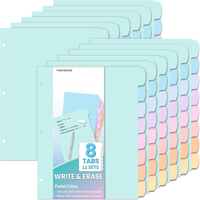 Forvencer 96Pcs/12Set Binder Dividers by Forvencer