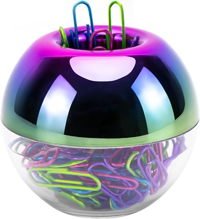 Rainbow Paper Clips Holder Medium Holographic Paper Clip Dispensers 100pcs 28mm by MEIYITIAN