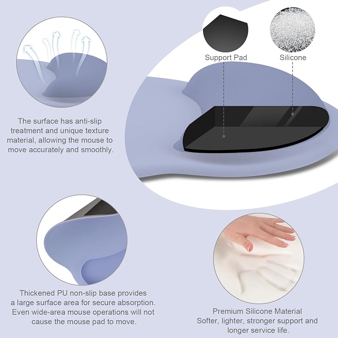 MOSISO Wrist Rest Support for Mouse Pad&Keyboard Set, Circle Curved Ergonomic - Image 2