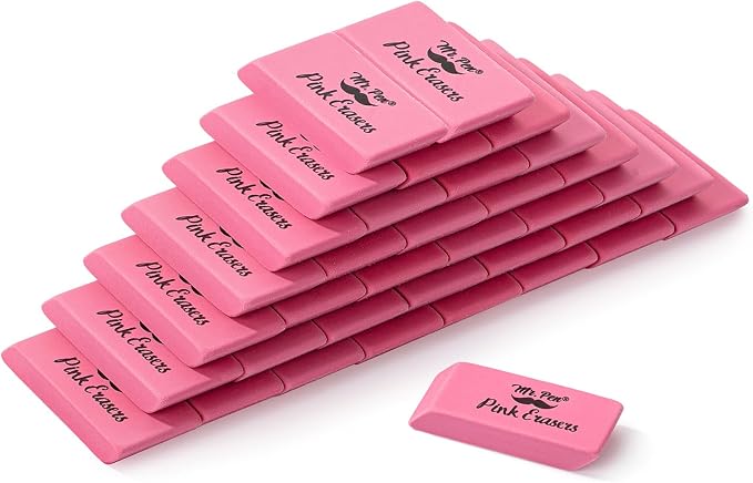 Mr. Pen- Pink Pencil Eraser Bulk, 36 Pack | Large Latex Free Block Erasers by MrPen