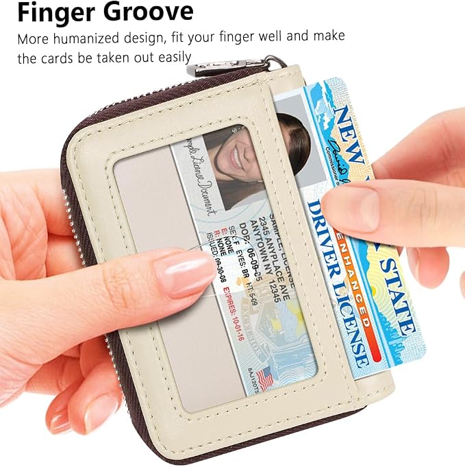FurArt Zipper Wallet Women, RFID Blocking Credit Card Wallet, Business Card - Image 2