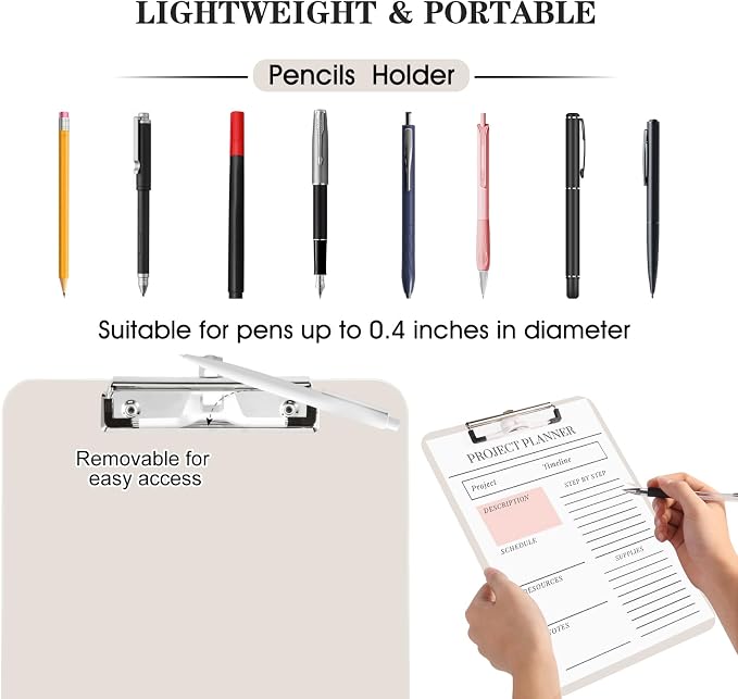 Plastic Clipboard with Pen Holder, Standard A4 Size, Nursing Clip Boards 8.5x11 - Image 2